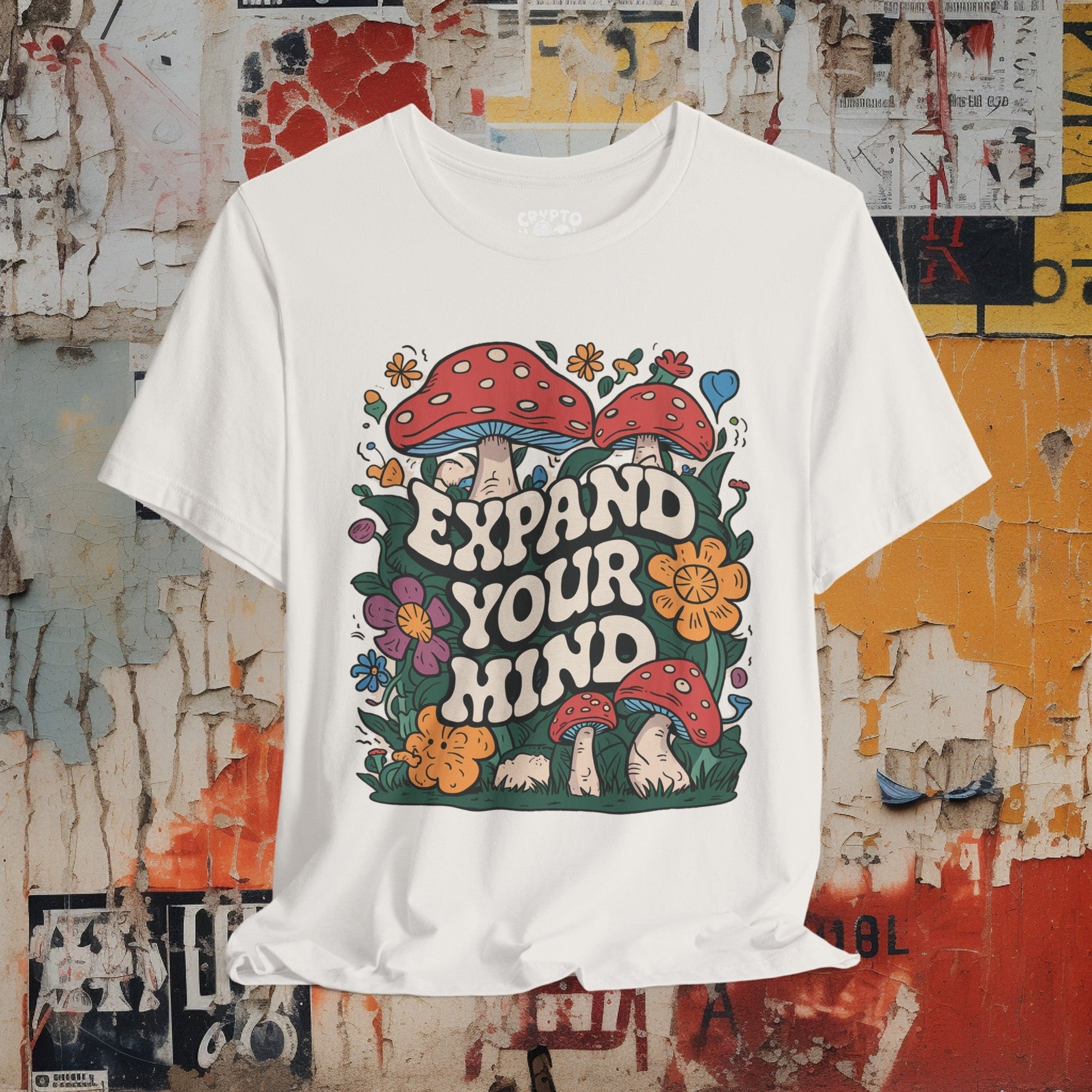 T-Shirt - Vintage Expand Your Mind Mushroom Tee | Bella + Canvas Unisex T-shirt from Crypto Zoo Tees