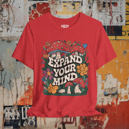 T-Shirt - Vintage Expand Your Mind Mushroom Tee | Bella + Canvas Unisex T-shirt from Crypto Zoo Tees