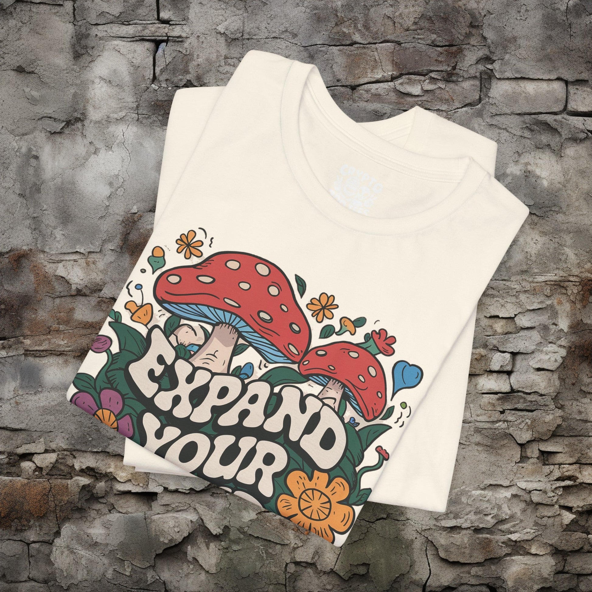 T-Shirt - Vintage Expand Your Mind Mushroom Tee | Bella + Canvas Unisex T-shirt from Crypto Zoo Tees