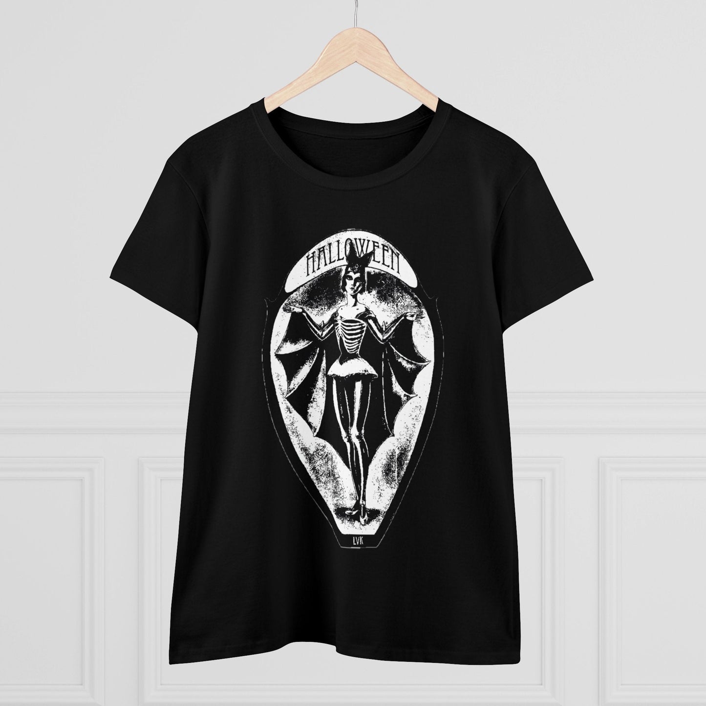 T-Shirt - Vintage Halloween Bat Lady | Women's T-Shirt | Cotton Ladies Tee from Crypto Zoo Tees