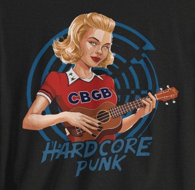 T-Shirt - Vintage Hardcore Punk Ukelele CBGB Girl Tee | Bella + Canvas Unisex T-shirt from Crypto Zoo Tees