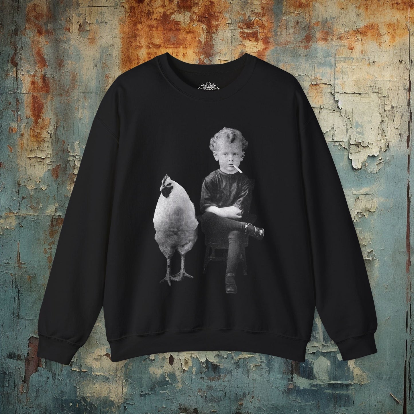 T-Shirt - Vintage Smoking Kid with Chicken T-Shirt | Retro & Vintage, Funny, Weird Punk | Pullover Hoodie from Crypto Zoo Tees