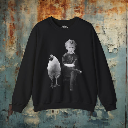 T-Shirt - Vintage Smoking Kid with Chicken T-Shirt | Retro & Vintage, Funny, Weird Punk | Pullover Hoodie from Crypto Zoo Tees