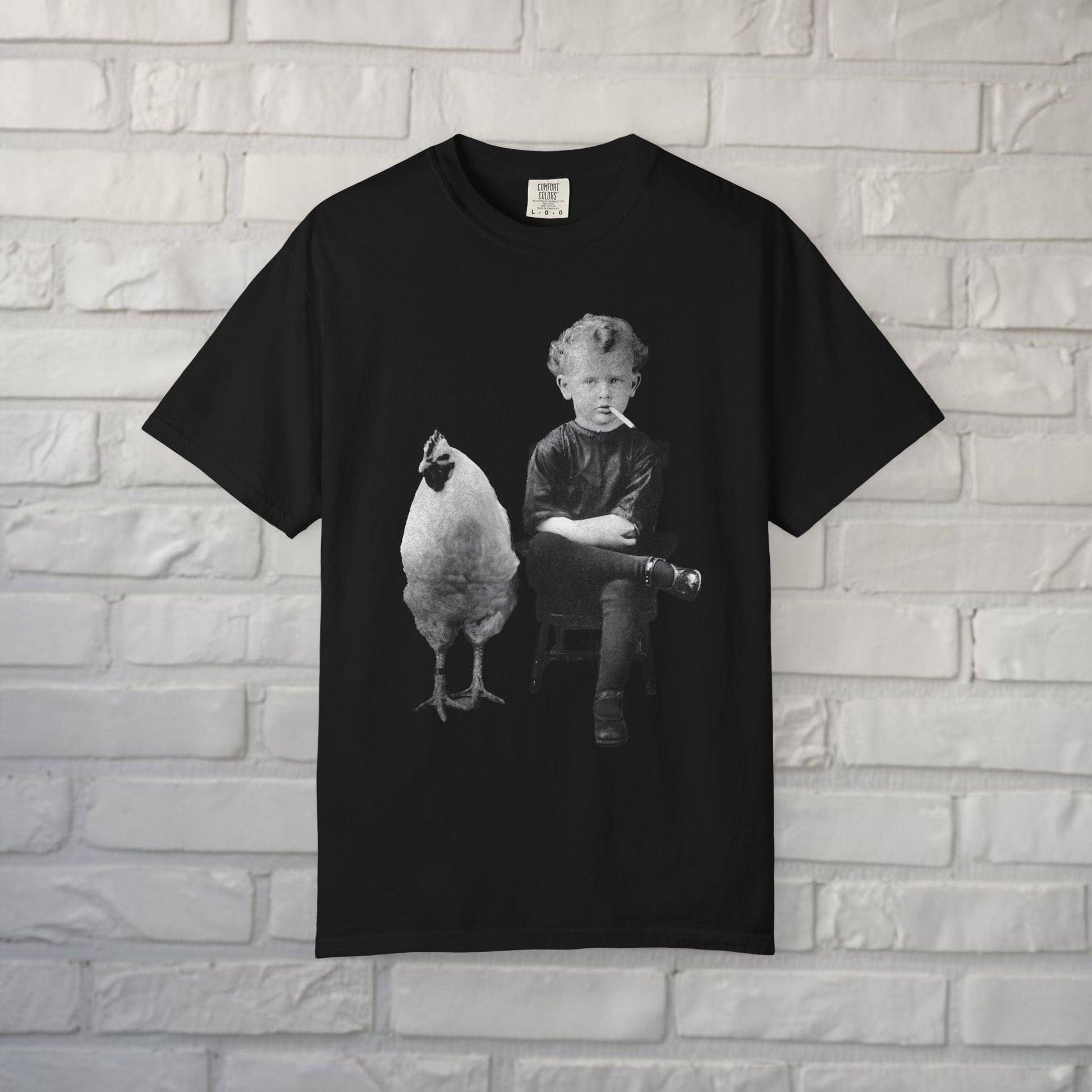 T-Shirt - Vintage Smoking Kid with Chicken T-Shirt | Retro & Vintage, Funny, Weird Punk | Pullover Hoodie from Crypto Zoo Tees