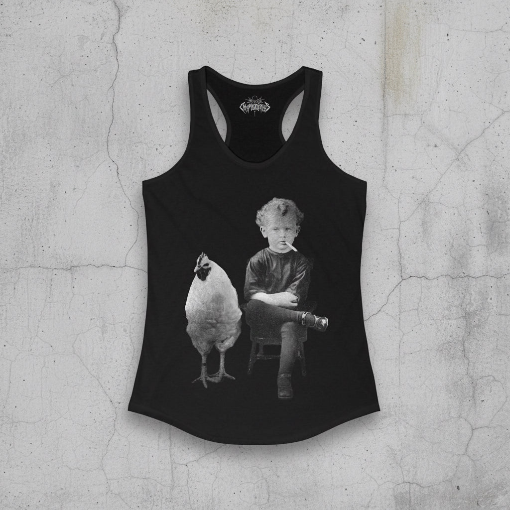 T-Shirt - Vintage Smoking Kid with Chicken T-Shirt | Retro & Vintage, Funny, Weird Punk | Pullover Hoodie from Crypto Zoo Tees