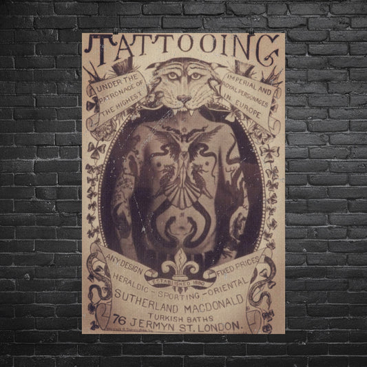 Poster - Vintage Tattoo Shop Poster | Museum-Quality Poster from Crypto Zoo Tees