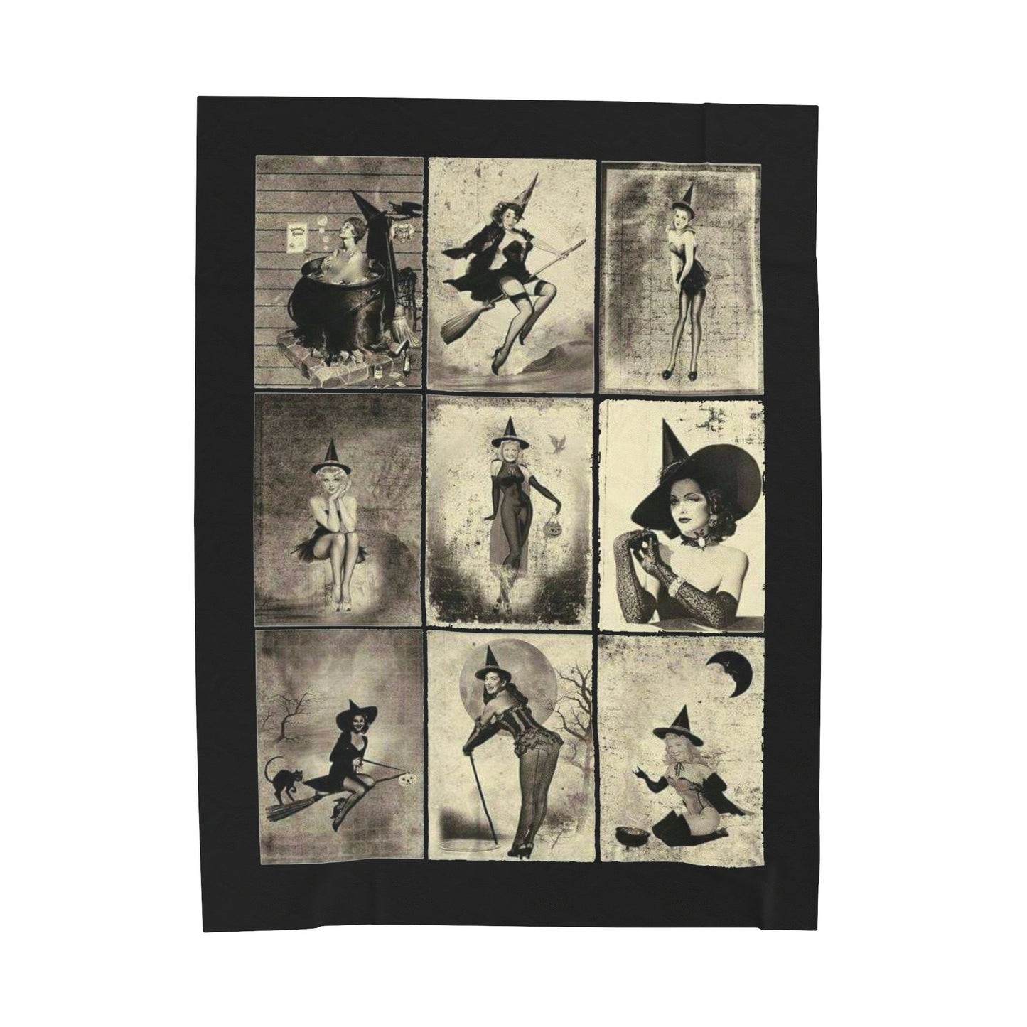 All Over Prints - Vintage Witches Plush Velveteen Blanket - Soft, Cozy & Customizable from Crypto Zoo Tees