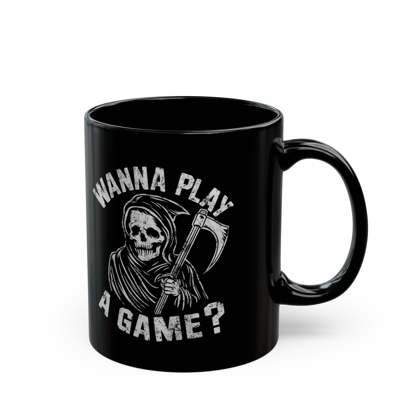 Mug - Wanna Play A Game? Grim Reaper | 11oz Coffee Mug | Cup from Crypto Zoo Tees