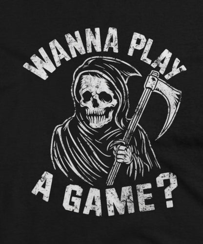 T-Shirt - Wanna Play A Game Grim Reaper | Women's T-Shirt | Cotton Tee from Crypto Zoo Tees