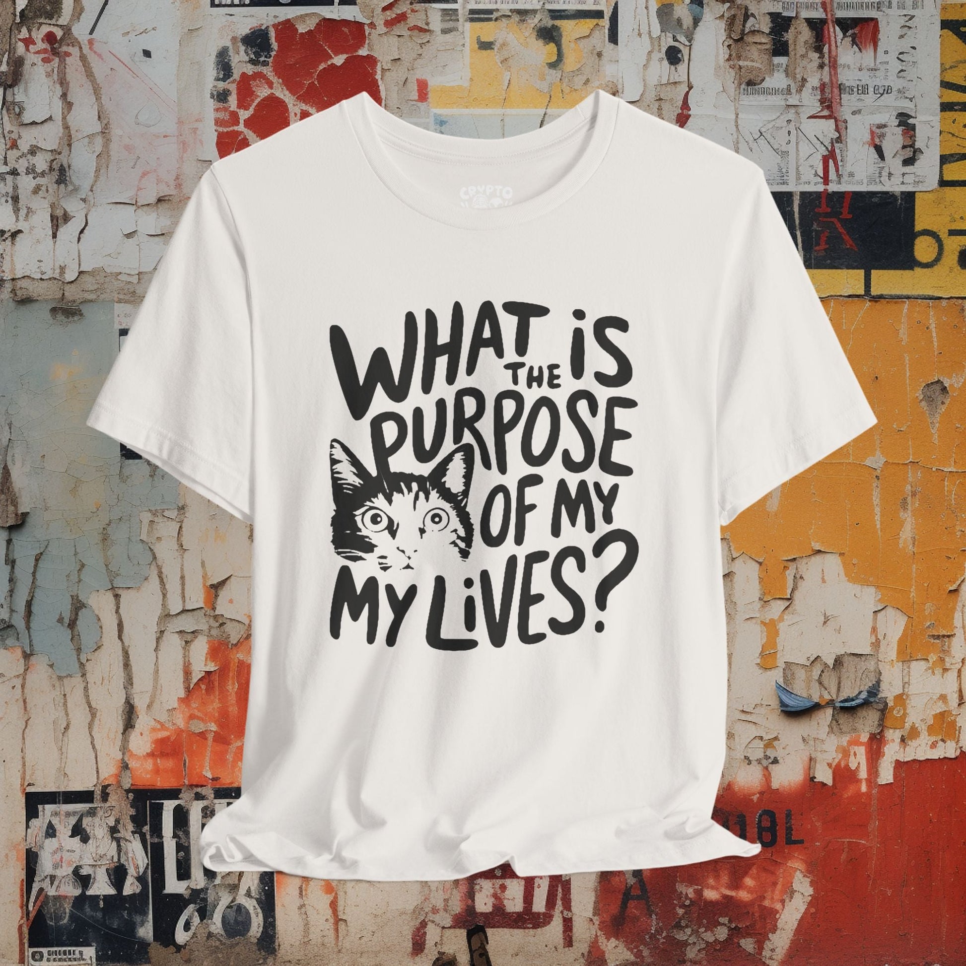 T-Shirt - what is the purpose of my lives Tee, Retro Graphic Shirt, Funny Quirky T-Shirt, Unique Unisex Apparel, Chicken Tee, Edgy Nostalgic Shirt from Crypto Zoo Tees