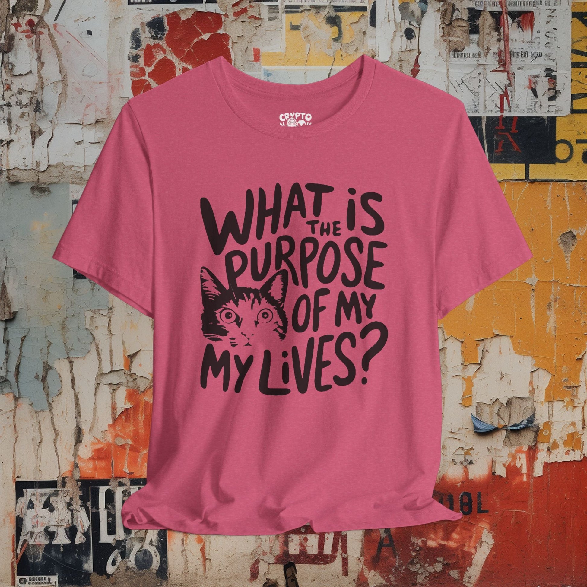 T-Shirt - what is the purpose of my lives Tee, Retro Graphic Shirt, Funny Quirky T-Shirt, Unique Unisex Apparel, Chicken Tee, Edgy Nostalgic Shirt from Crypto Zoo Tees