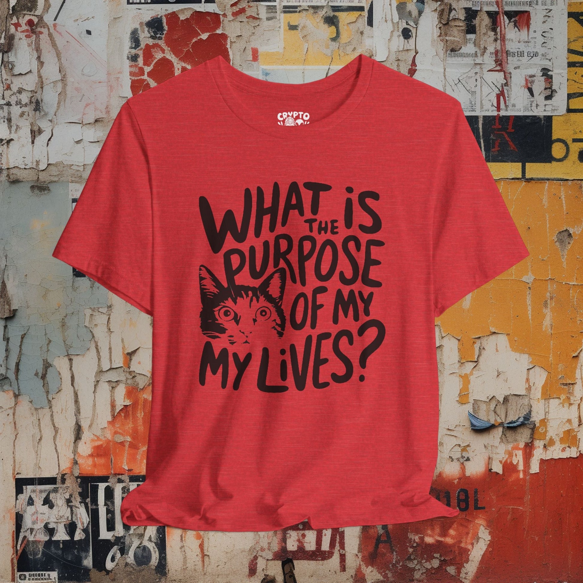 T-Shirt - what is the purpose of my lives Tee, Retro Graphic Shirt, Funny Quirky T-Shirt, Unique Unisex Apparel, Chicken Tee, Edgy Nostalgic Shirt from Crypto Zoo Tees