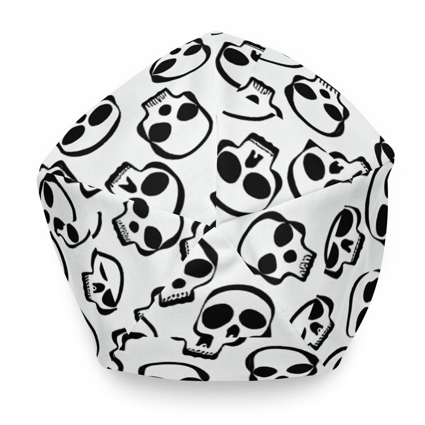  - White Skull Pattern Beanie | All - Over Print, Double - Layered, Cozy & Stylish for Chilly Days from Crypto Zoo Tees