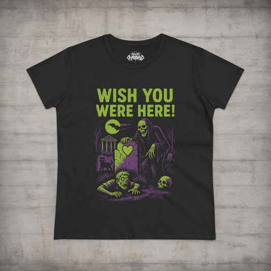 T-Shirt - Wish You Were Here Apparel | T-shirt, Sweatshirt, Hoodie, Tank | Funny, Horror | Goth/Gothic from Crypto Zoo Tees
