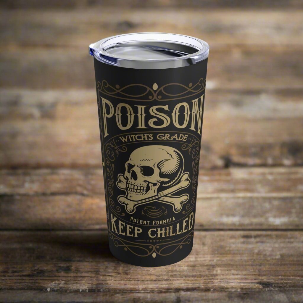 Mug - Witches Grade Poison Apothecary Label Funny Halloween | 20oz Tumbler | Double Insulated Cup from Crypto Zoo Tees