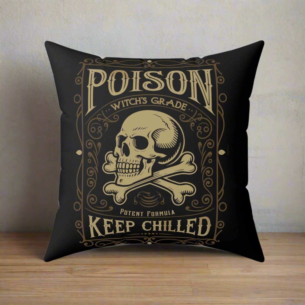 Home Decor - Witches Grade Poison Apothecary Label | Halloween Decor | Spun Polyester Pillow | Pillow Included! from Crypto Zoo Tees