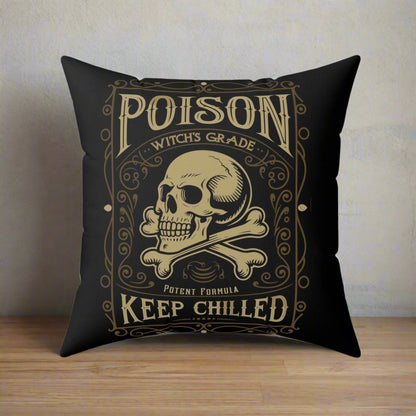 Home Decor - Witches Grade Poison Apothecary Label | Halloween Decor | Spun Polyester Pillow | Pillow Included! from Crypto Zoo Tees