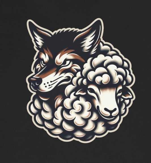 T-Shirt - Wolf in Sheep's Clothing Old School Shirt - Soft Cotton T-Shirt - American Traditional Tattoo Tee from Crypto Zoo Tees