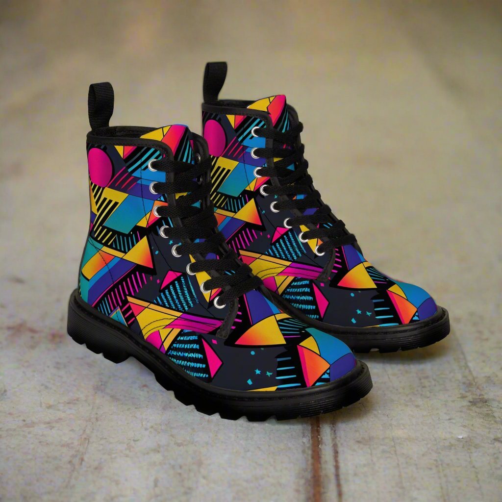 Shoes - Women's 80's Retro Print Boots | Synthwave Vaporwave Punk Rock from Crypto Zoo Tees