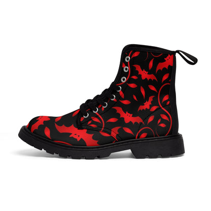 Shoes - Women's Boots Gothic Black and Red Bat Boots | Goth Punk Boots | Bat Themed Footwear | Black Red Ankle Boots | Gothic Fashion Boots | Halloween Costume Shoes from Crypto Zoo Tees