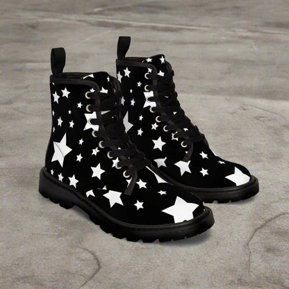 Shoes - WOMENS "DOPE STARS" Boot - Canvas Print Boots with Rubber Souls - Punk Goth Vegan from Crypto Zoo Tees