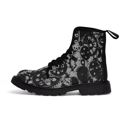 Shoes - WOMENS "EBM" Industrial Steampunk Boot - Canvas Print Boots with Rubber Souls - Punk Goth Vegan from Crypto Zoo Tees