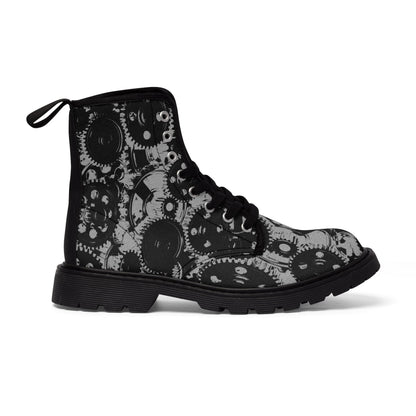 Shoes - WOMENS "EBM" Industrial Steampunk Boot - Canvas Print Boots with Rubber Souls - Punk Goth Vegan from Crypto Zoo Tees