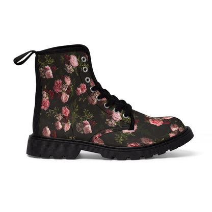 Shoes - WOMENS "NEW ORDER" Pink Flower Boot - Canvas Print Boots with Rubber Souls - Punk Goth Vegan from Crypto Zoo Tees