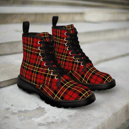 Shoes - WOMENS "POGUES" Tartan Plaid Punk Boot - Canvas Print Boots with Rubber Souls - Punk Goth Vegan from Crypto Zoo Tees