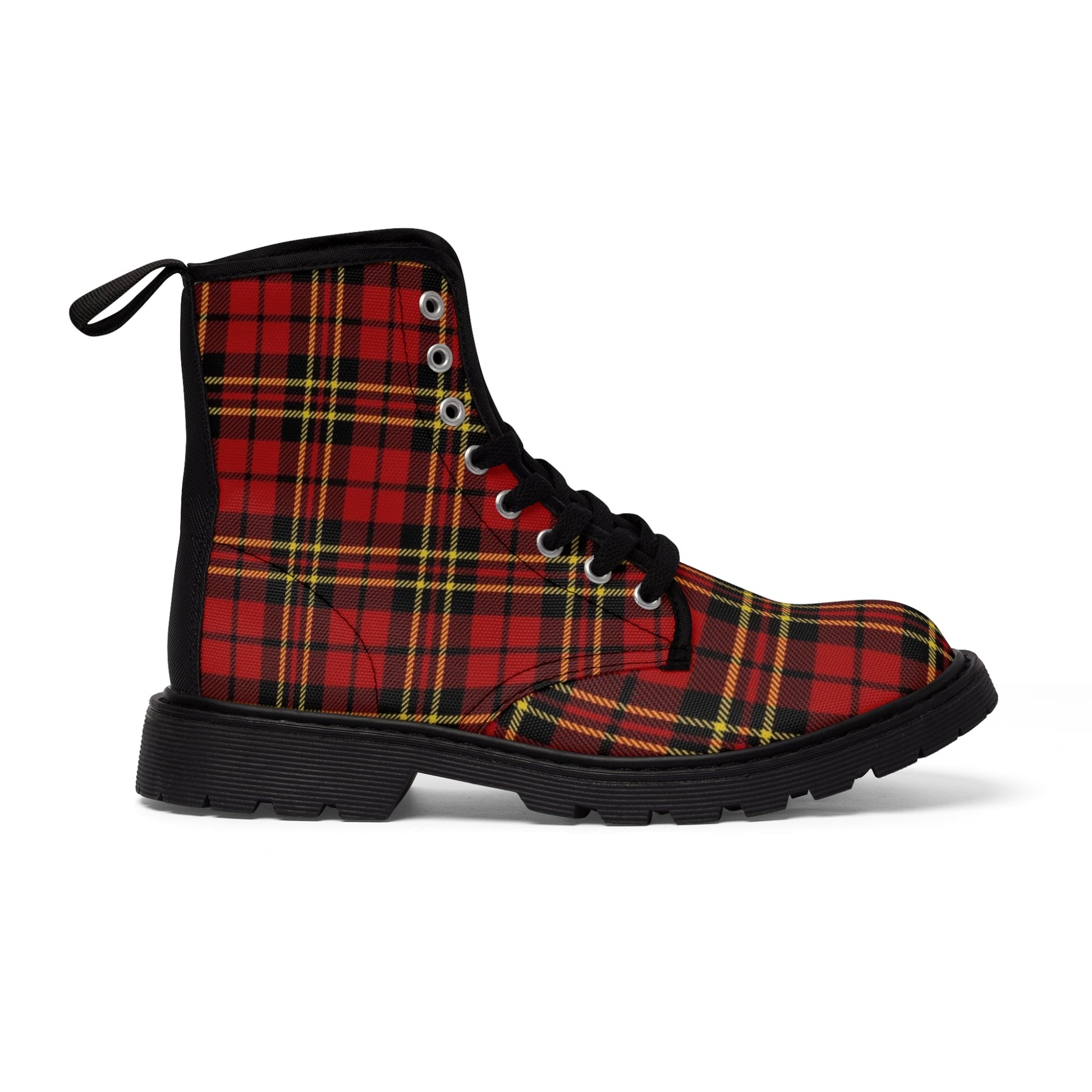 Shoes - WOMENS "POGUES" Tartan Plaid Punk Boot - Canvas Print Boots with Rubber Souls - Punk Goth Vegan from Crypto Zoo Tees