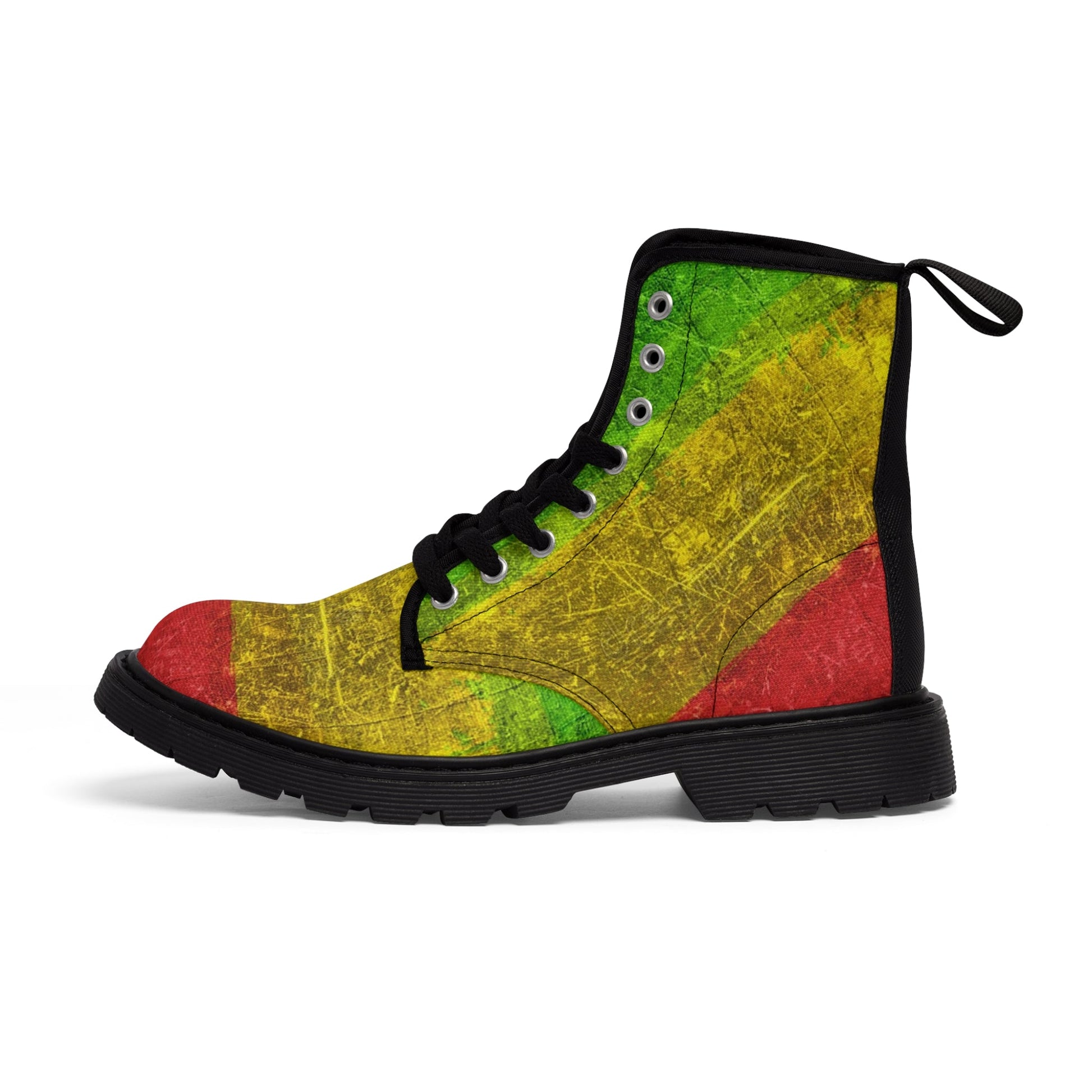 Shoes - WOMENS "RASTA REGGAE" Boot - Canvas Boot with Rubber Souls - Dr. Marten Style - Punk Rastafarian Bob Marley from Crypto Zoo Tees