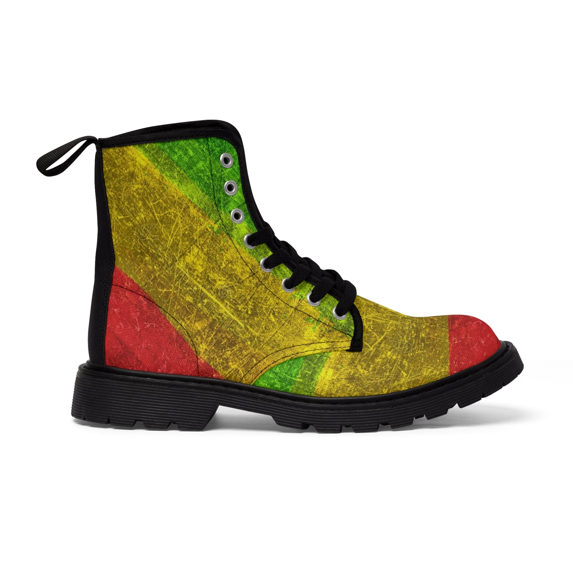 Shoes - WOMENS "RASTA REGGAE" Boot - Canvas Boot with Rubber Souls - Dr. Marten Style - Punk Rastafarian Bob Marley from Crypto Zoo Tees