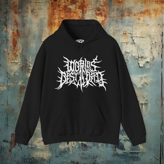 Hoodie - World's Best Dad Death Metal Logo | People | Music | Hoodie | Hooded Sweatshirt from Crypto Zoo Tees