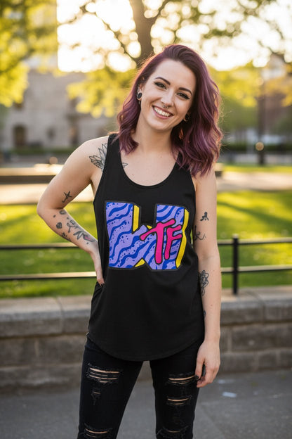 Tank Top - WTFMTV Parody Tank | Funny | Ladies Racerback Tank Top - Next Level 1533 from Crypto Zoo Tees