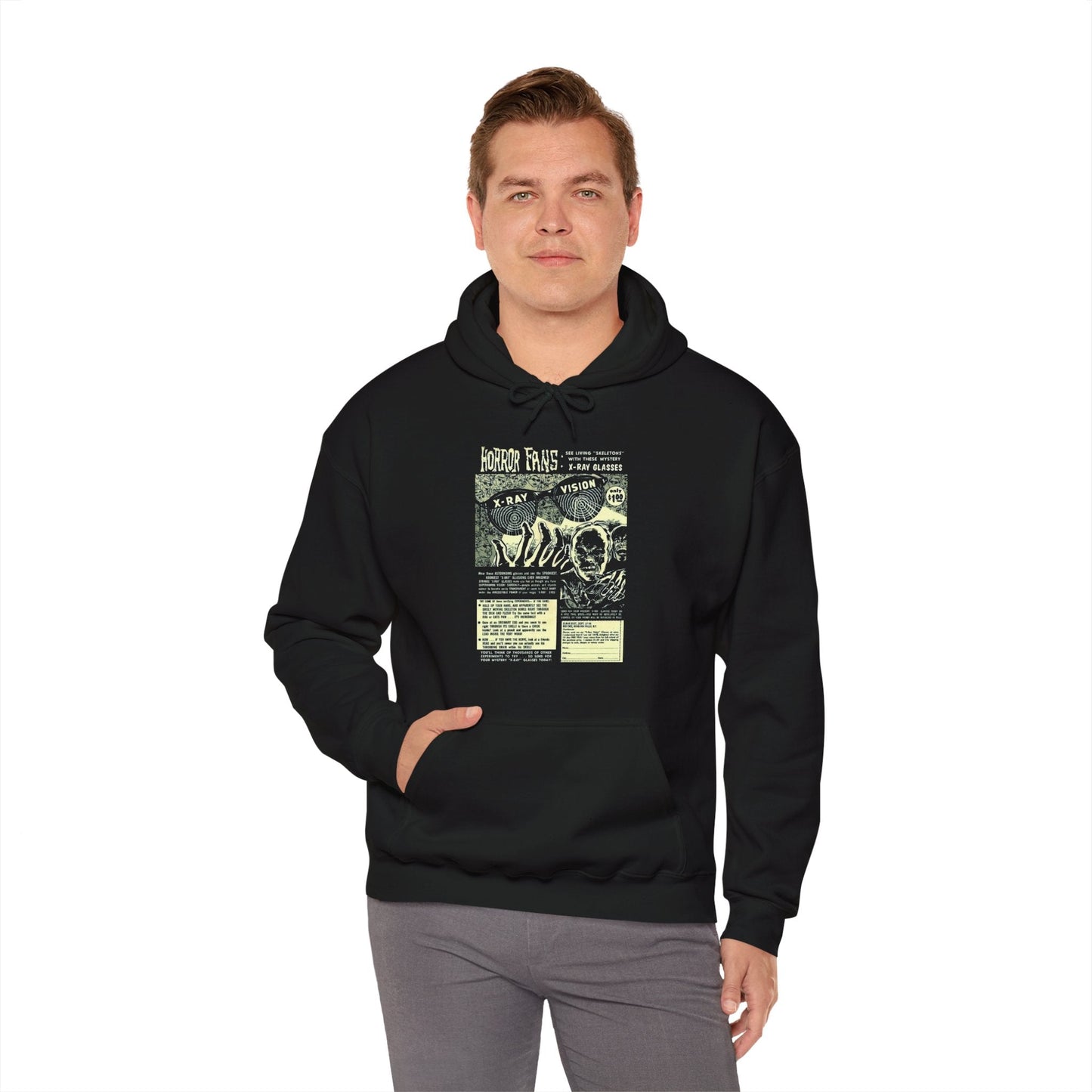 Hoodie - Xray Glasses Comic Add Single Sided Hoodie from Crypto Zoo Tees