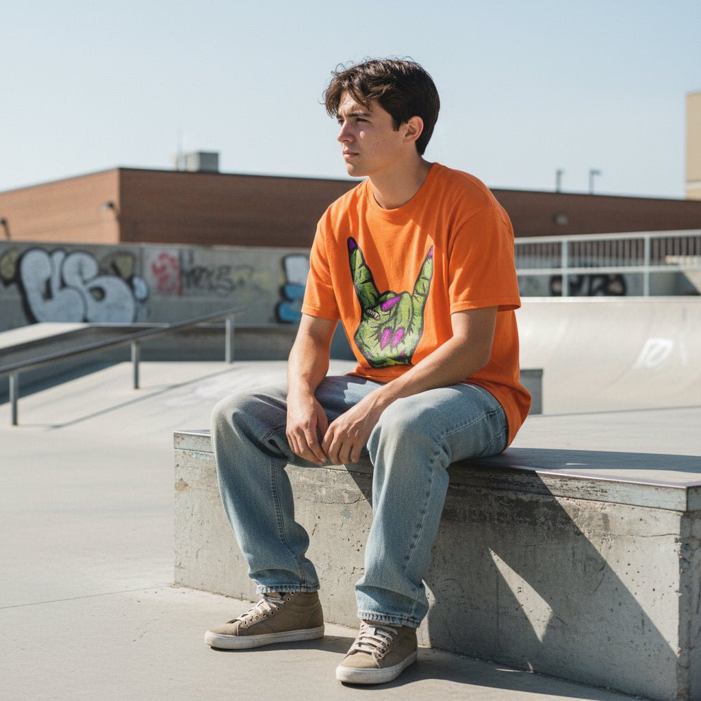 T-Shirt - Zombie Rock Hand Shirt | Unisex Heavy Cotton - Gildan 5000 | Horror, Skulls & Skeletons, Halloween | Punk from Crypto Zoo Tees