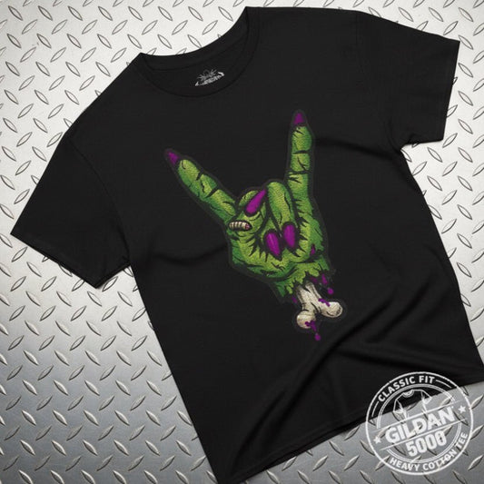 T-Shirt - Zombie Rock Hand Shirt | Unisex Heavy Cotton - Gildan 5000 | Horror, Skulls & Skeletons, Halloween | Punk from Crypto Zoo Tees