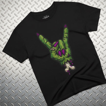 T-Shirt - Zombie Rock Hand Shirt | Unisex Heavy Cotton - Gildan 5000 | Horror, Skulls & Skeletons, Halloween | Punk from Crypto Zoo Tees