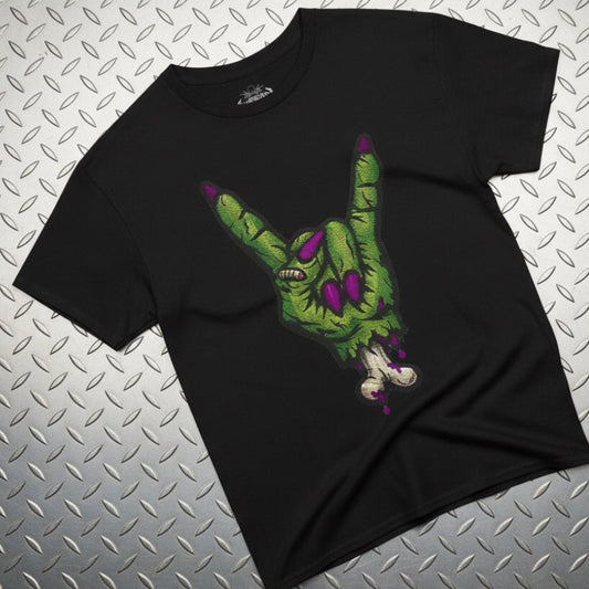 T-Shirt - Zombie Rock Hand Shirt | Unisex Heavy Cotton - Gildan 5000 | Horror, Skulls & Skeletons, Halloween | Punk from Crypto Zoo Tees