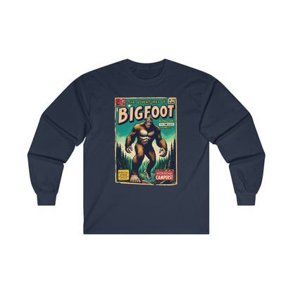 Long-sleeve - Adventures of Bigfoot Comic Long Sleeve T-shirt | Sasquatch Yeti Cryptid Hunter | "Gone Squatchin'" Explorer Apparel from Crypto Zoo Tees