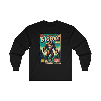 Long-sleeve - Adventures of Bigfoot Comic Long Sleeve T-shirt | Sasquatch Yeti Cryptid Hunter | "Gone Squatchin'" Explorer Apparel from Crypto Zoo Tees