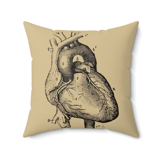 Home Decor - ANATOMICAL HEART DRAWING Heart Pillow - Spun Polyester Square Pillow - PILLOW INCLUDED! from Crypto Zoo Tees