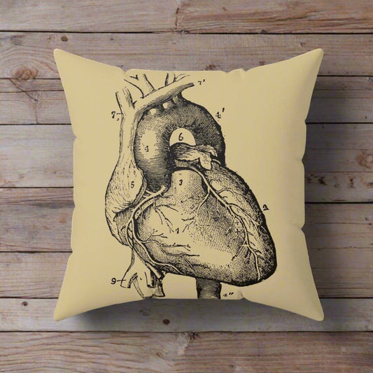 Home Decor - ANATOMICAL HEART DRAWING Heart Pillow - Spun Polyester Square Pillow - PILLOW INCLUDED! from Crypto Zoo Tees