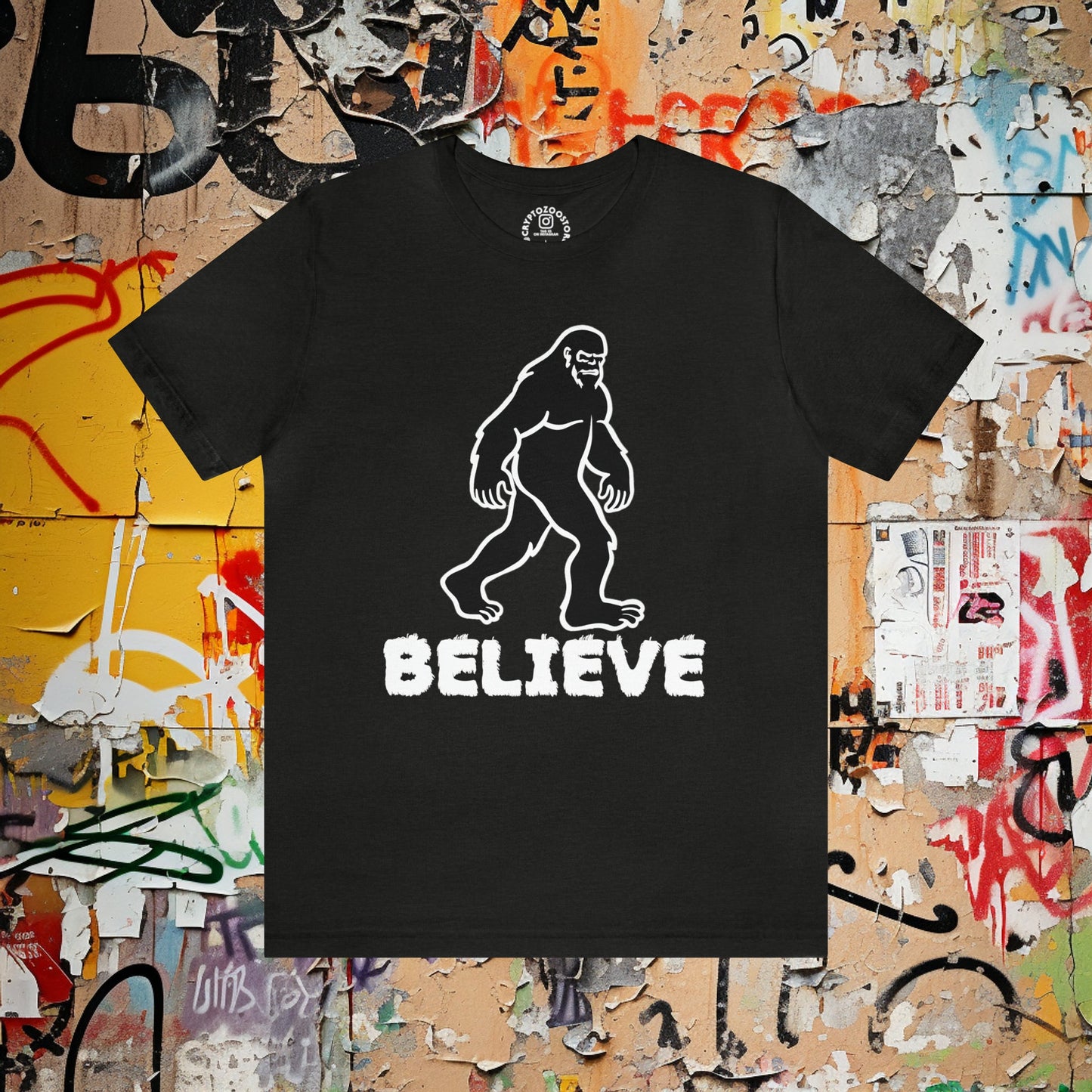 T-Shirt - Believe In Bigfoot Sasquatch T-shirt | Cryptid Advocacy Design | Seeker's Statement Apparel from Crypto Zoo Tees