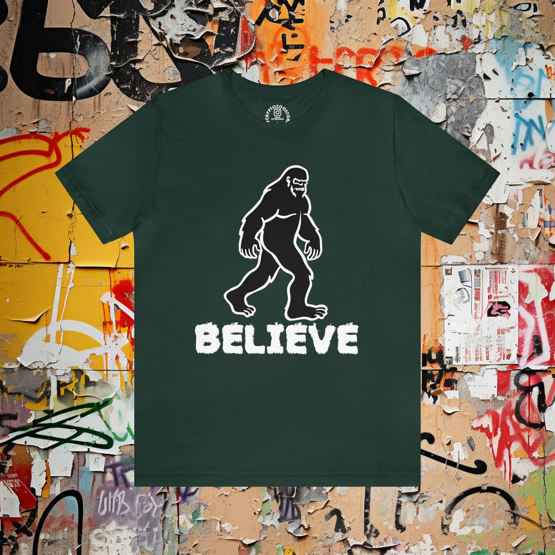 T-Shirt - Believe In Bigfoot Sasquatch T-shirt | Cryptid Advocacy Design | Seeker's Statement Apparel from Crypto Zoo Tees