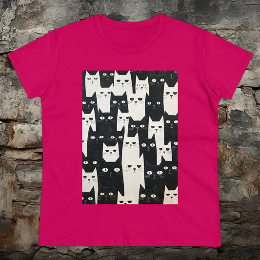 T-Shirt - Cat Lover Pattern Shirt - Ladies Cut T-shirt - Gift for Cat Mom - 4 Colors from Crypto Zoo Tees