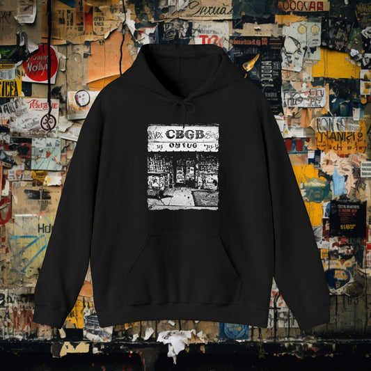 Hoodie - CBGBs STOREFRONT PUNK Hoodie: CBGB Design, Pullover Hoodie Sweatshirt, Punk Wear from Crypto Zoo Tees