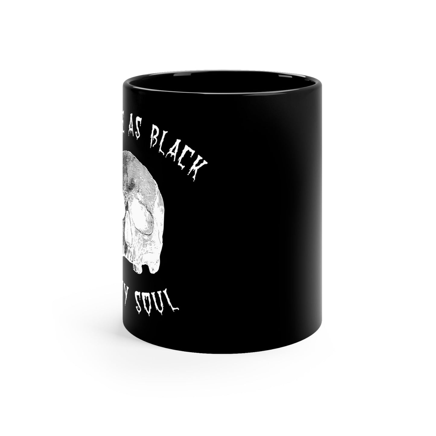 Mug - Coffee As Black As My Soul Mug Cup: 11oz Black, Drinkware, Goth Gothic Punk Metal Horror Halloween from Crypto Zoo Tees