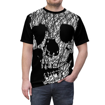 All Over Prints - LARGE DRIPPY SKULL Shirt - Soft Microfiber-Knit T-shirt - Punk Goth Tee from Crypto Zoo Tees