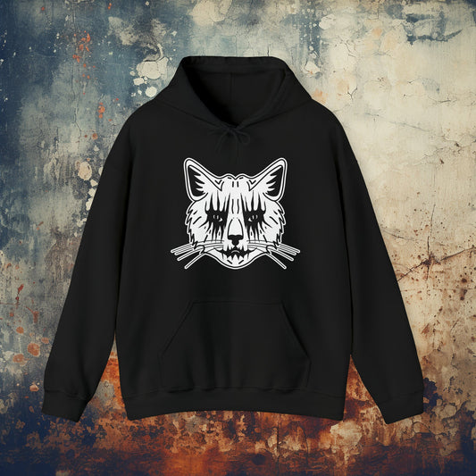 Hoodie - Death Metal Cat Hooded Sweatshirt - Pullover Hoodie - Punk Goth from Crypto Zoo Tees